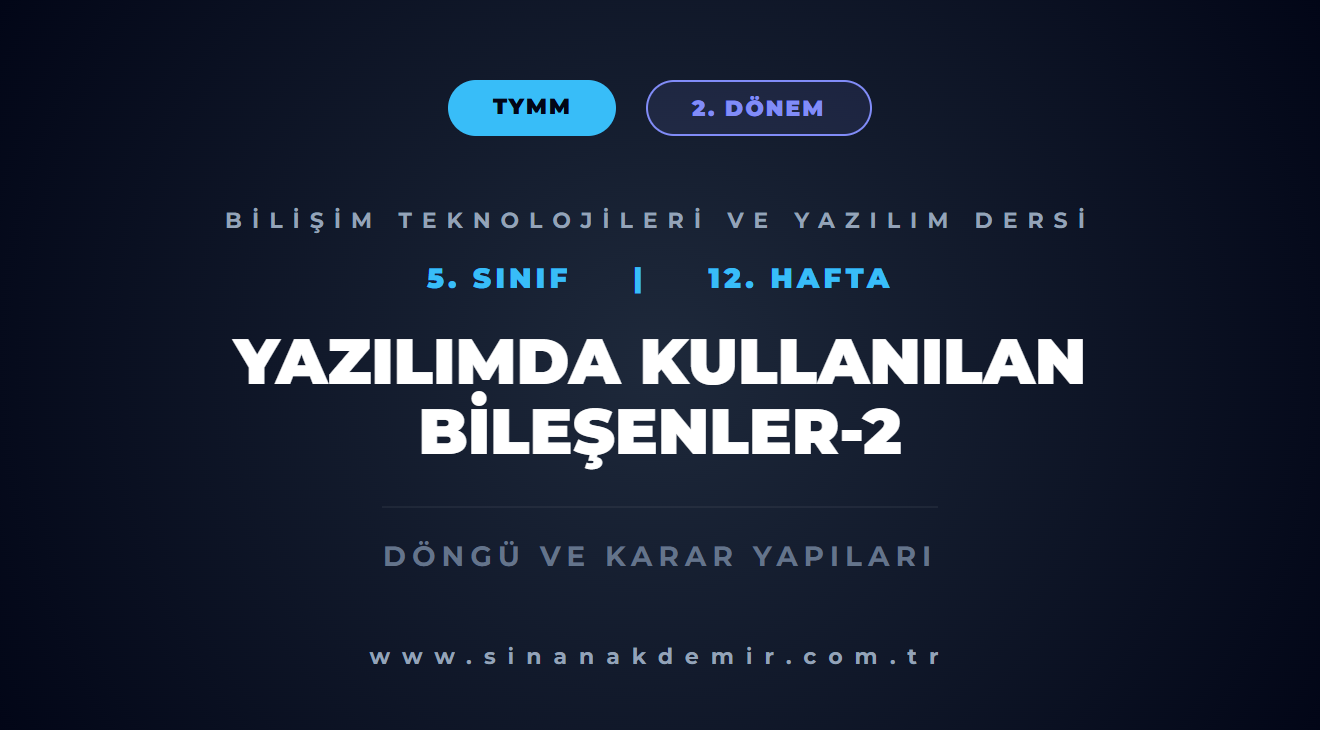 Yazılımda Kullanılan Bileşenler 2 – 12. Hafta ( 2. Dönem )