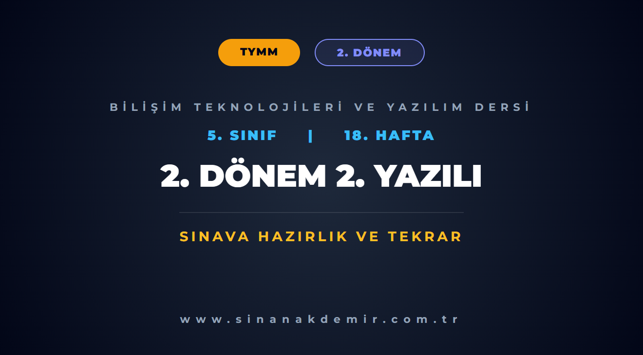 5. Sınıf Bilişim Dersi 2. Dönem 2. Sınava Hazırlık – 18.Hafta
